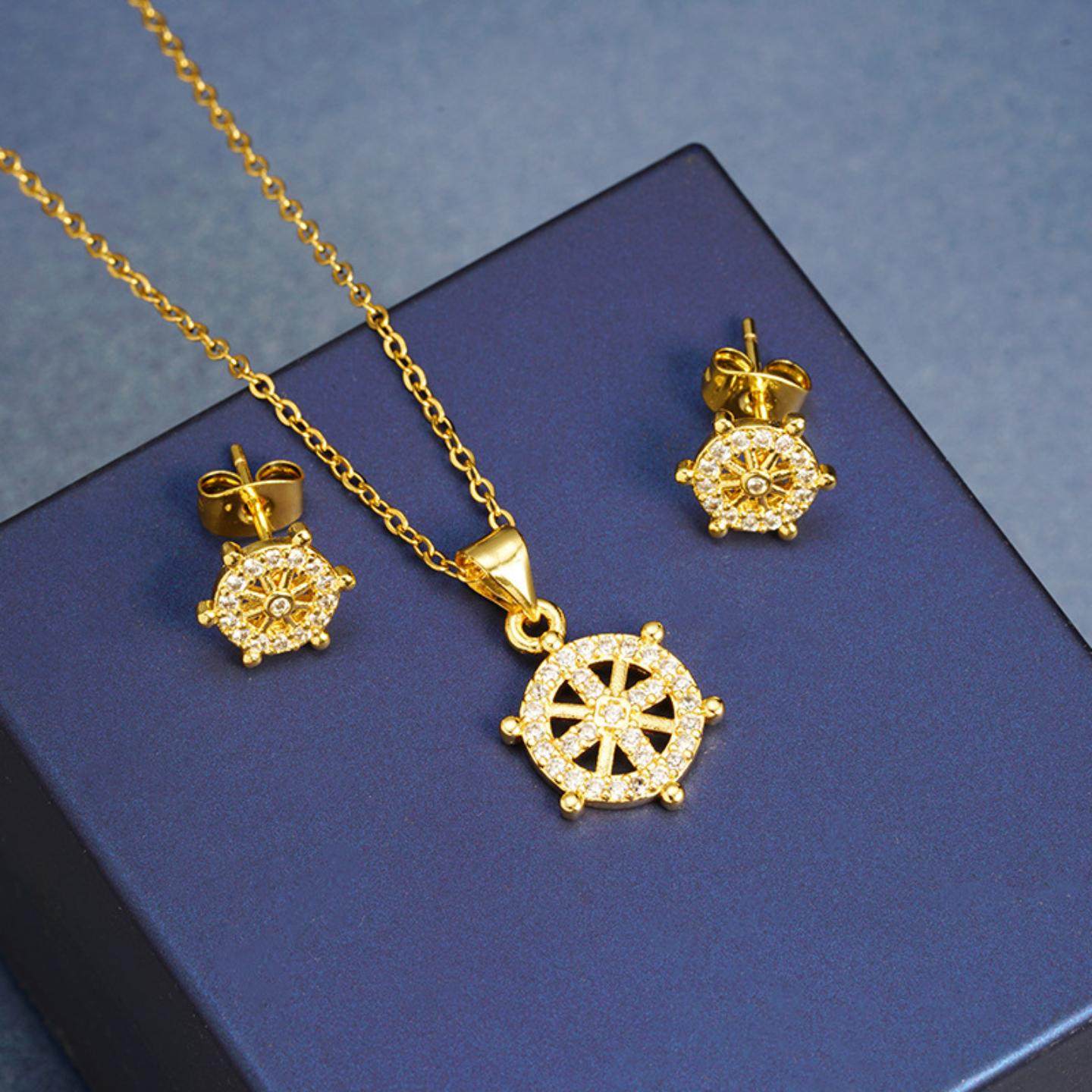 镀18k金色欧美日韩风船舵彩锆耳钉女士百搭久不掉色饰品,饰品/流行首饰/时尚饰品新,项链,淘宝优惠券,粉丝福利购,淘宝优惠卷