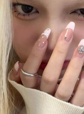 24 Pcs Pink Fake Nails Press on Nail Designs Art Long Tips F