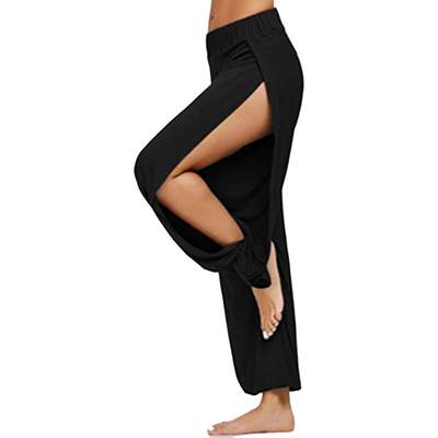 High Split Open Legs Harem Pants Leisure Trousers Breathable