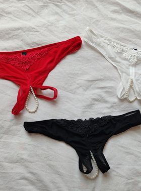 D44-14大码胖mm胖女人丁字裤内裤T裤开裆带珠子200斤300斤欧美