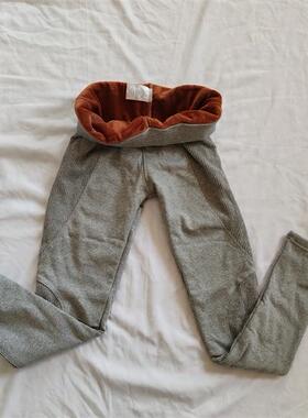 D22-32女式秋冬加绒加厚九分小脚裤浅灰色400g打底裤居家裤外穿