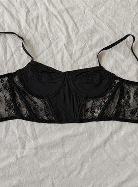 D11-41女式有钢圈薄款蕾丝性感断码黑色出口欧美文胸内衣7580bc杯