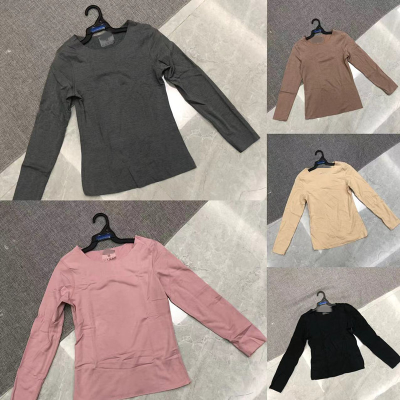 D34-12女式厚款拉绒秋冬季长袖圆领打底上衣T恤保暖弹力学生少女