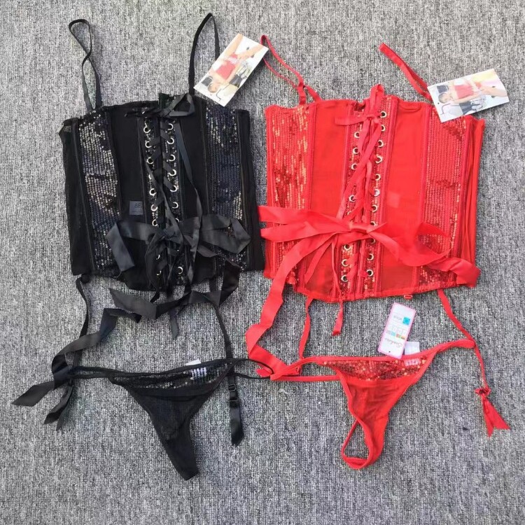 B21-25外单收腹收腰套装性感情趣女式带文胸内衣一套骨衣欧美大码