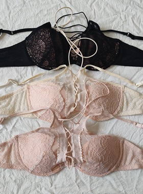 B21-61女式有钢圈薄款蕾丝性感美胸法式打底文胸内衣bra绑带挂脖
