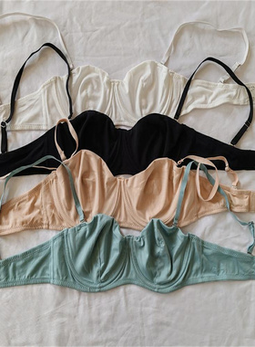 D42-13女式有钢圈出口欧美双层半杯网纱文胸内衣bra薄款法式BC杯