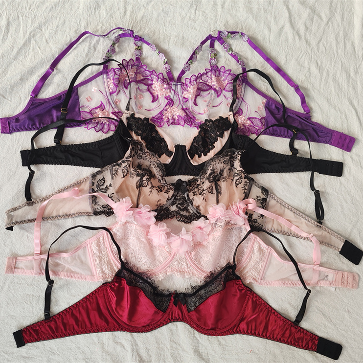 D34-32有钢圈薄款蕾丝性感法式出口欧美外单杂款多款式文胸内衣