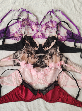 D34-32有钢圈薄款蕾丝性感法式出口欧美外单杂款多款式文胸内衣