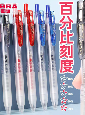 日本ZEBRA斑马JJM88中性笔努力自勉款花朵sarasa study黑色水笔速干按动黑笔BJF樱花刻度笔芯学生学霸笔0.5mm