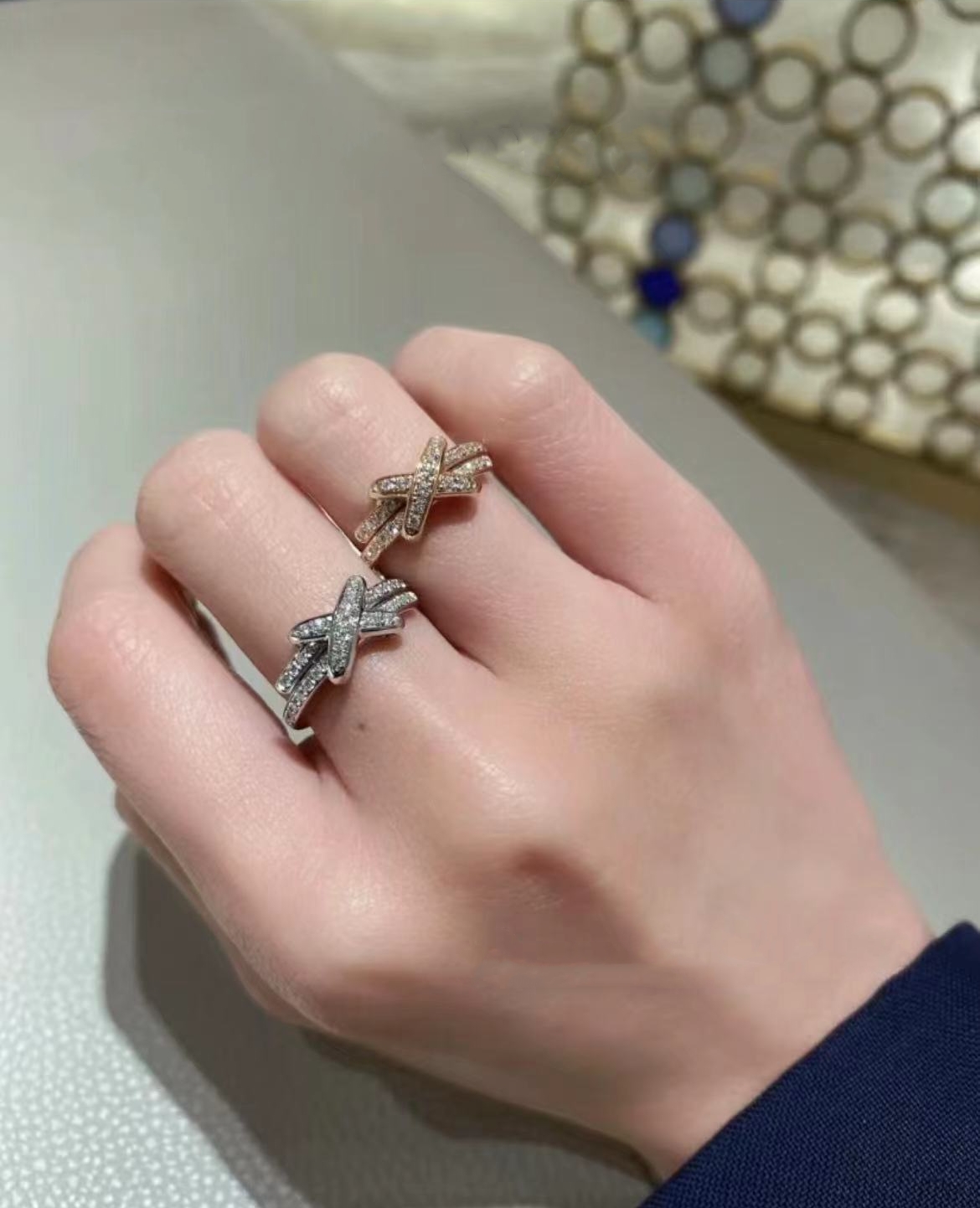 情侣对戒男女交叉缘系网红时尚