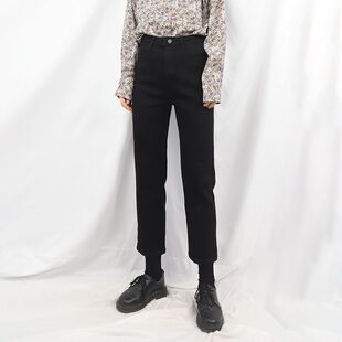高腰黑色烟管直筒新款百搭牛仔裤女春秋季宽松韩版学生显瘦八九分