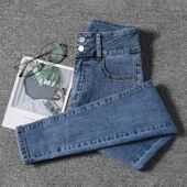 韩版 子潮 小脚铅笔裤 高腰显高显瘦牛仔裤 女秋冬复古蓝紧身弹力修身