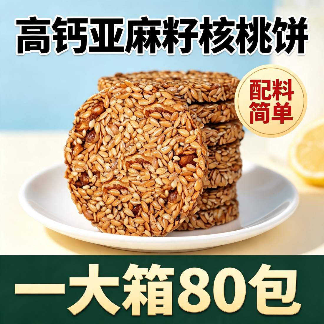 高蛋白高钙亚麻籽核桃仁薄脆饼干