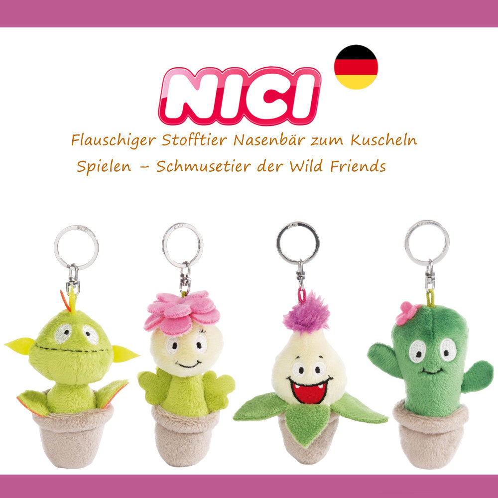 德国NICI专柜正品FunnyFlowers盆栽毛绒玩具钥匙扣仙人掌食虫草
