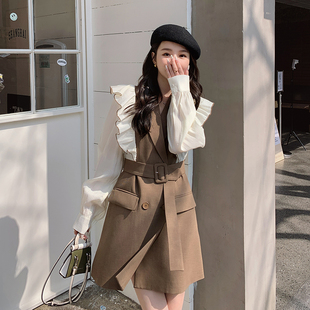 轻熟风荷叶边西装 已备货 附买家秀 2201P135控198 连衣裙