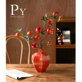 新中式 饰品轻奢高级感乔迁摆件 红色石榴花瓶陶瓷家居客厅插花装