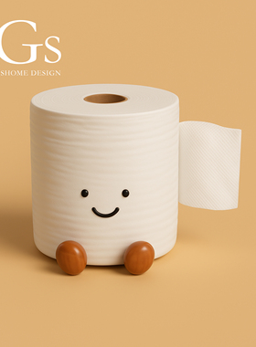 可爱趣味设计卷纸抽纸适用厕纸纸巾盒陶瓷高颜值卫生间客厅摆件