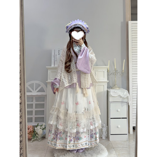 风回小院原创汉洋折交领罩裙绣花