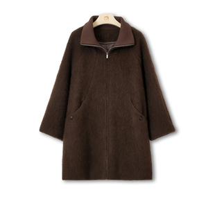 Invincible | 100牦牛绒拉绒 | 皮草感拉链领女士大衣外套秋冬