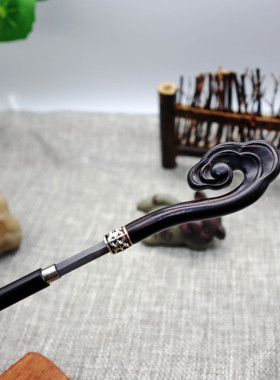 祥云藏剑簪紫光檀木古风发簪刀簪防身原创设计刻字送礼绾君心簪子