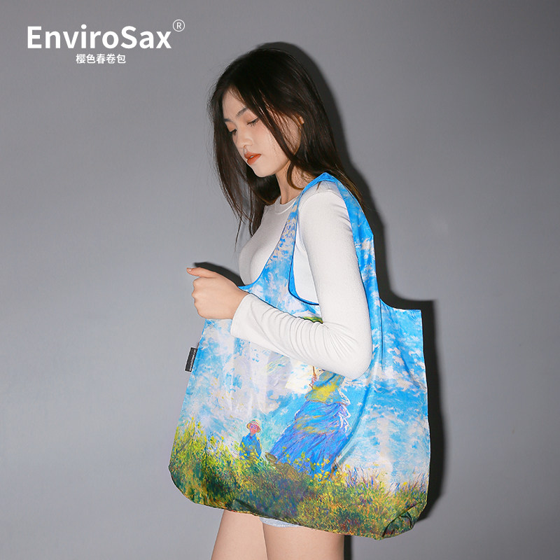 envirosax樱色春卷包 新品莫奈名画系列环保购物袋大号折叠收纳袋