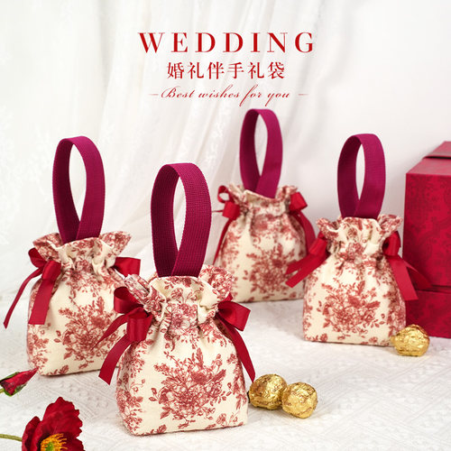 婚庆红色喜糖袋免折叠手提糖果袋