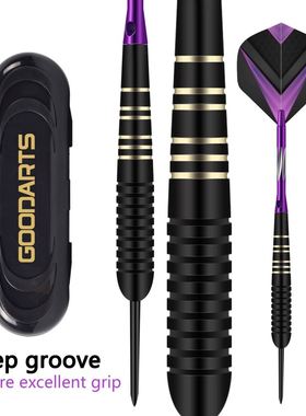 2025新款飞镖3支套装盒装硬式飞镖针黑色雕花杆darts 21克