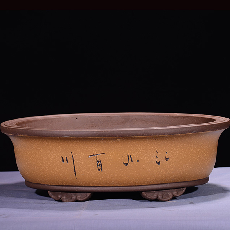 宜兴精品紫砂特大号椭圆形花盆盆景盆马槽盆榕树桩盆室内盆栽花盆