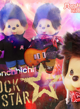 Monchhichi萌趣趣公仔莫西干头Polo牛仔服摇滚音乐哥特嘻哈朋克系