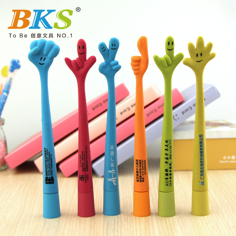 BKS060 廣告筆定制logo 筆上可印字印刷圓珠筆訂做 六一兒童節(jié)小學(xué)生高顏值個(gè)性宣傳禮物卡通隨意彎曲手勢(shì)筆