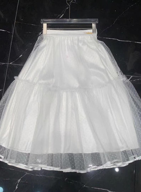 特价2025春夏新款松紧腰飘逸网纱半裙腰间刺绣点缀