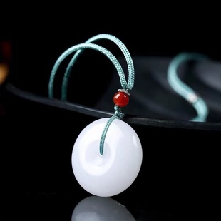 新疆和田白玉平安扣吊坠男女款碧玉项链玉石配饰挂坠饰品天然正品