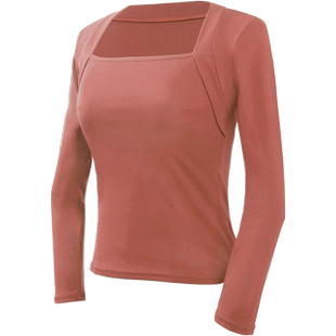 舞蹈服女显瘦方领黑色长袖上衣成人中国舞芭蕾舞古典舞形体练功服