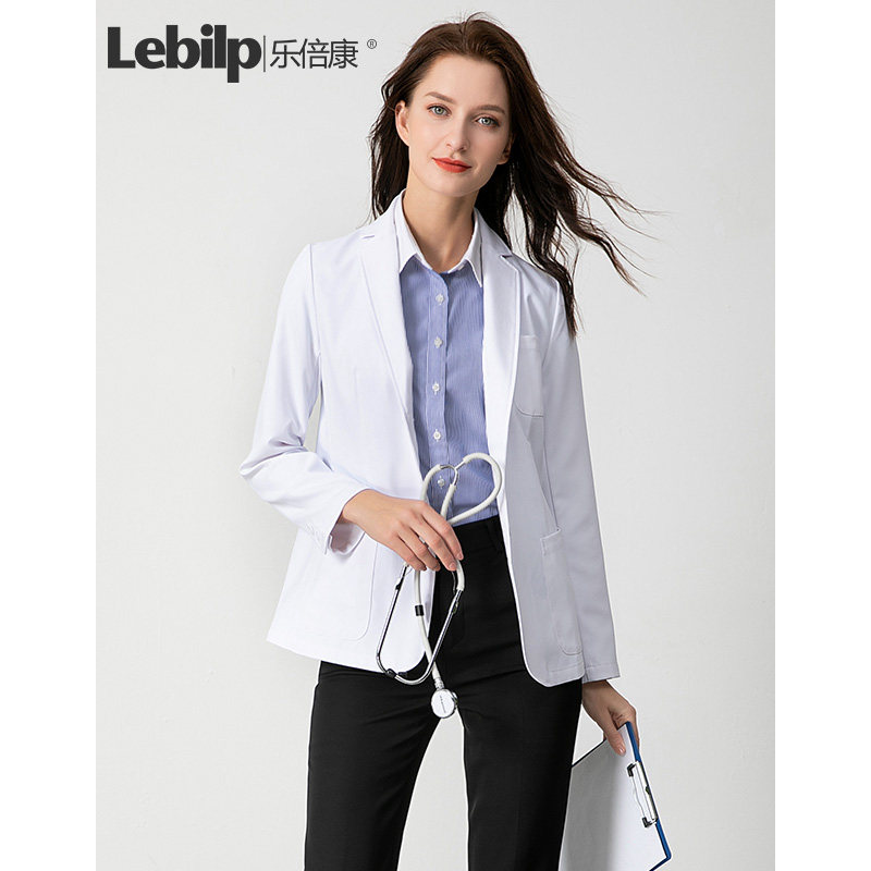 乐倍康高端白大褂短款医生服短袖女男小个子牙科整形美容院工作服