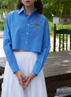 iamLOOSER 轻松打造学院风LOOK薄款钴蓝色短衬衫空调衫防晒衫