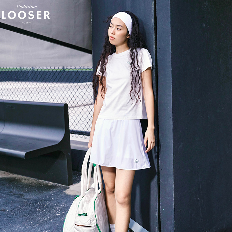 iamLOOSER 夏季系列 青春活力白色网球半裙休闲运动短裙安全裤