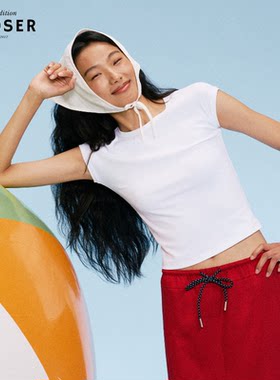 iamLOOSER 春季系列 白色小飞袖打底衫短袖极简温柔软糯质感