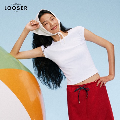 iamLOOSER 春季系列 白色小飞袖打底衫短袖极简温柔软糯质感