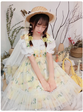 特价现货lulus garden 梦幻假日 大大大柠檬清爽罩纱背带裙