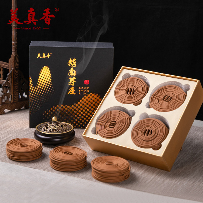 美真香天然老山檀香芽庄沉香盘香图片