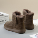 拉链厚底羊毛雪地靴女皮毛一体冬季新款保暖加绒加厚防水防滑棉鞋