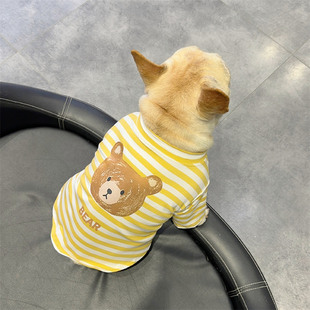 防掉毛 T恤胖狗法斗条纹衣服八巴哥中小型犬薄款 宠物狗狗春季 短袖