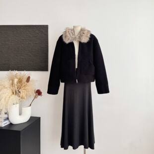 '北海道恋曲'獨家麂皮绒里布定染长尖毛领复合环保小颗粒毛毛外套