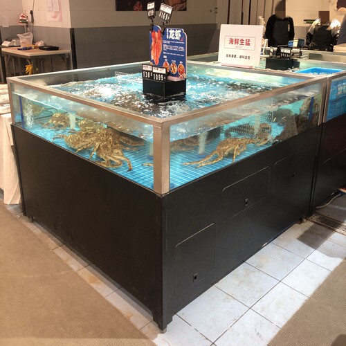 超市商场海鲜缸中岛海鲜池定制