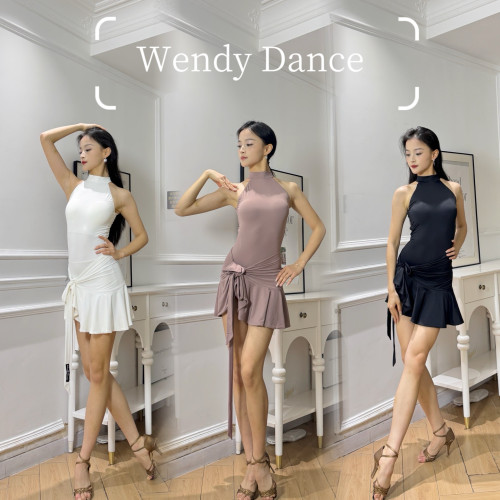 舞月Wendy舞服女挂脖吊带冰丝遮副乳多色百搭基础设计感连体衣