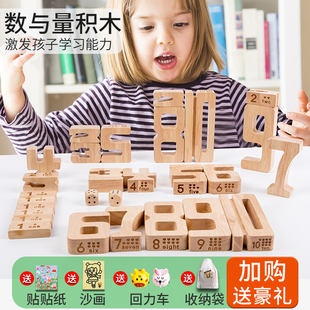 教具幼儿园小学生木质大颗粒认识数字等高积木木头数字运算加减法