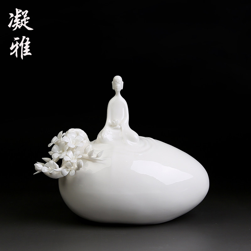 凝雅瓷都德化瓷雕林彬彬圆满雕塑摆件创意陶瓷礼品客厅家居装饰