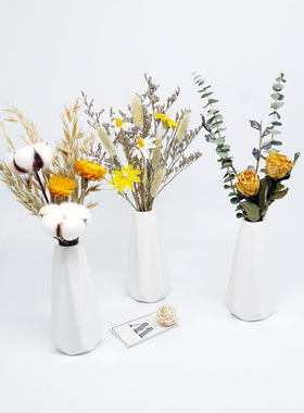 ins干花装饰摆件北欧风小清新尤加利玫瑰麦穗兔尾花花束客厅摆设