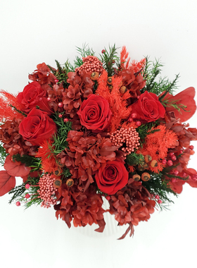 永生花真红玫瑰花新娘结婚婚礼手捧花束花球客厅家居装饰干花摆件