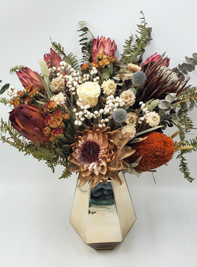 真花帝王花进口干花北美复古装饰样板房软装客厅摆设天然高端花束